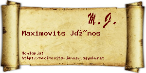 Maximovits János névjegykártya